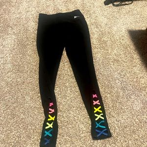 Justice girls leggings size 12 black/rainbow